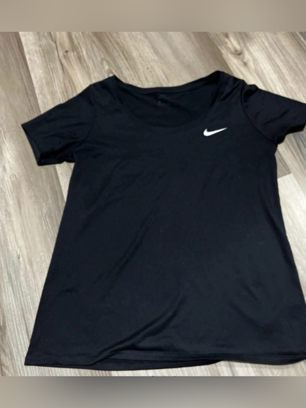 Nike Black Short-Sleeve Crew Performance Tee with White Swoosh